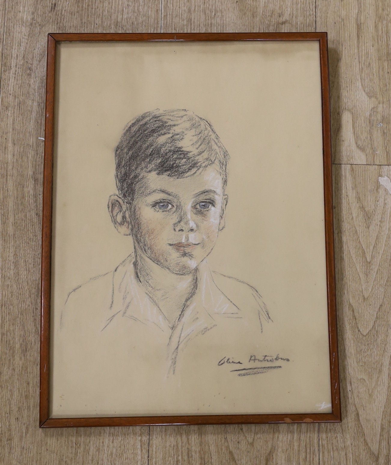 Olive Antrobus, pastel, Portrait of a boy, signed, 42 x 30cm